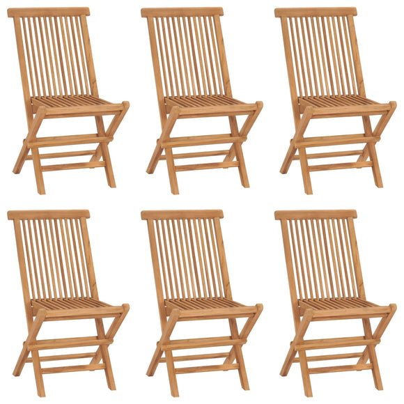 NNEVL Folding Garden Chairs 6 pcs Solid Wood Teak