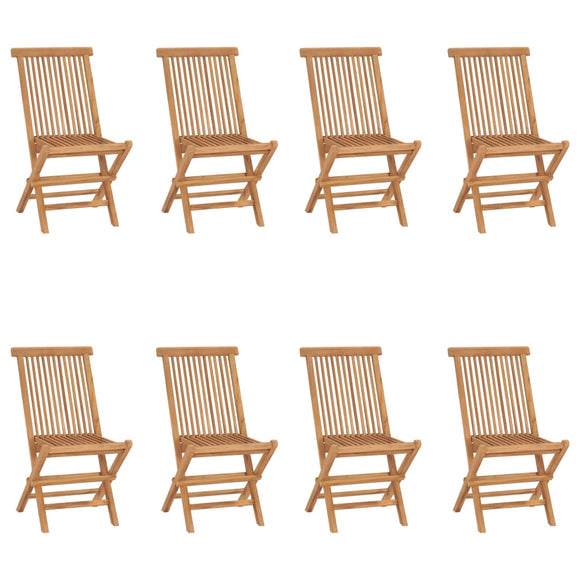NNEVL Folding Garden Chairs 8 pcs Solid Wood Teak