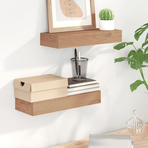 NNEVL Wall Shelves 2 pcs 40x15x6 cm Solid Wood Teak