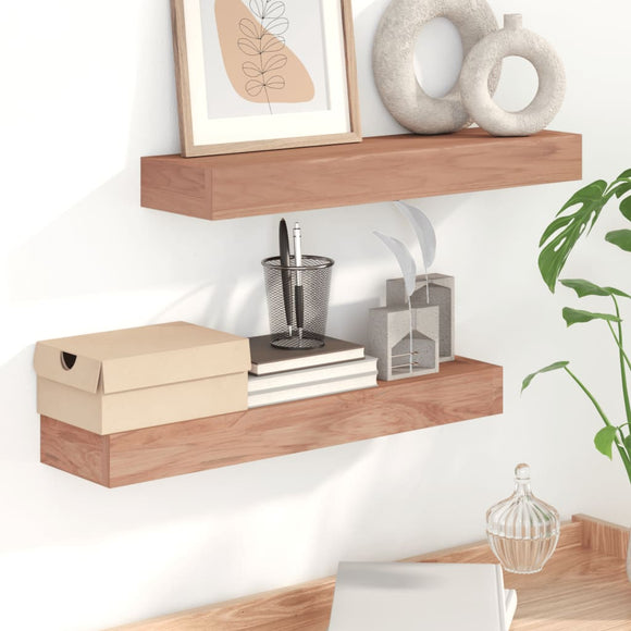 NNEVL Wall Shelves 2 pcs 60x15x6 cm Solid Wood Teak
