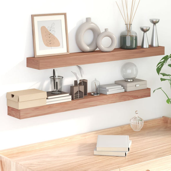 NNEVL Wall Shelves 2 pcs 110x15x6 cm Solid Wood Teak