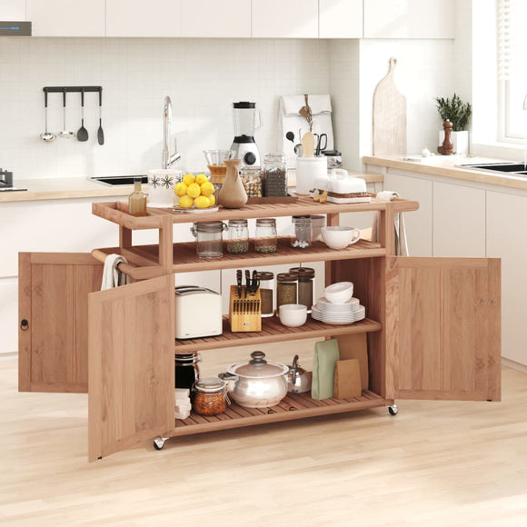 NNEVL Bar Cart 120x50x90 cm Solid Wood Teak