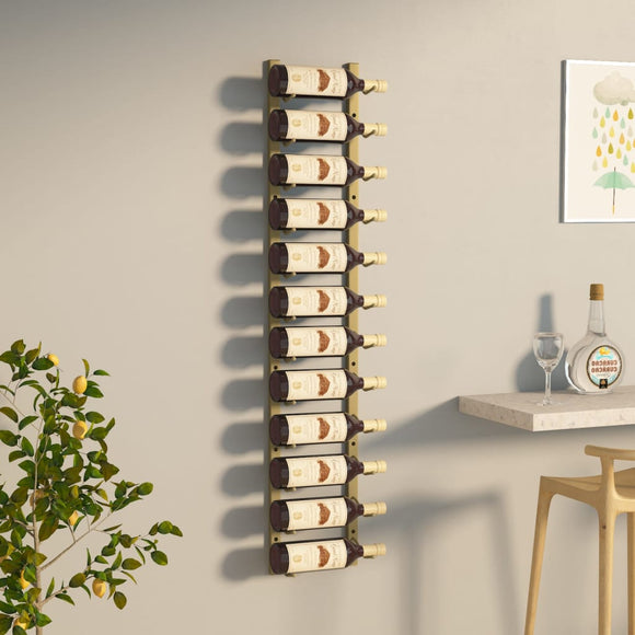 NNEVL Wall Mounted Wine Rack for 12 Bottles Gold Iron