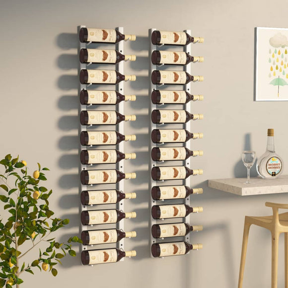 NNEVL Wall Mounted Wine Rack for 12 Bottles 2 pcs White Iron