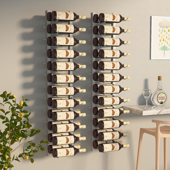 NNEVL Wall Mounted Wine Rack for 24 Bottles 2 pcs White Iron