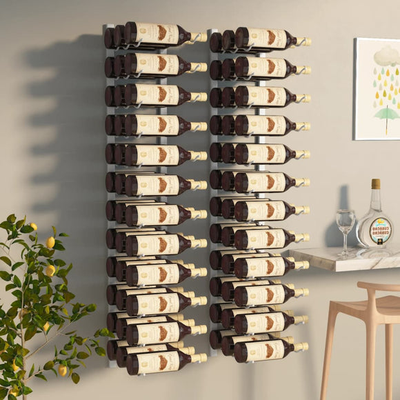 NNEVL Wall Mounted Wine Rack for 36 Bottles 2 pcs White Iron