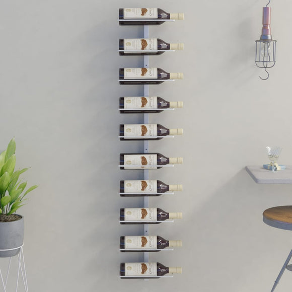 NNEVL Wall-mounted Wine Rack for 10 Bottles White Metal