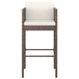 NNEVL 3 Piece Garden Bar Set with Cushions Poly Rattan Brown