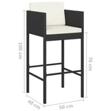 NNEVL 3 Piece Garden Bar Set with Cushions Poly Rattan Black