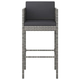 NNEVL 3 Piece Garden Bar Set with Cushions Poly Rattan Grey
