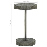 NNEVL 3 Piece Garden Bar Set with Cushions Poly Rattan Grey