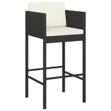 NNEVL 3 Piece Garden Bar Set with Cushions Poly Rattan Black