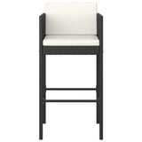 NNEVL 3 Piece Garden Bar Set with Cushions Poly Rattan Black