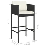 NNEVL 3 Piece Garden Bar Set with Cushions Poly Rattan Black