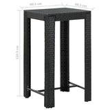 NNEVL 3 Piece Garden Bar Set with Cushions Poly Rattan Black