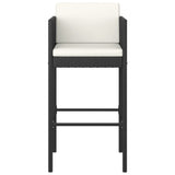NNEVL 3 Piece Garden Bar Set with Cushions Poly Rattan Black