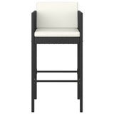 NNEVL 5 Piece Garden Bar Set with Cushions Poly Rattan Black