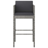 NNEVL 3 Piece Garden Bar Set with Cushions Poly Rattan Grey