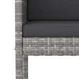 NNEVL 3 Piece Garden Bar Set with Cushions Poly Rattan Grey