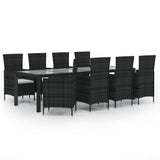 NNEVL 9 Piece Outdoor Dining Set with Cushions Poly Rattan Brown