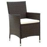 NNEVL 9 Piece Outdoor Dining Set with Cushions Poly Rattan Brown