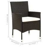 NNEVL 9 Piece Outdoor Dining Set with Cushions Poly Rattan Black