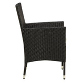 NNEVL 5 Piece Outdoor Dining Set with Cushions Poly Rattan Black