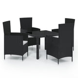 NNEVL 5 Piece Outdoor Dining Set with Cushions Poly Rattan Black