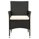 NNEVL 5 Piece Outdoor Dining Set with Cushions Poly Rattan Black