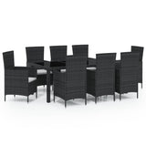 NNEVL 9 Piece Outdoor Dining Set with Cushions Poly Rattan