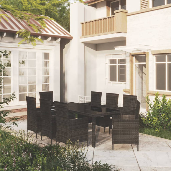 NNEVL 9 Piece Outdoor Dining Set with Cushions Poly Rattan