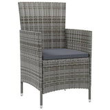 NNEVL 3 Piece Outdoor Dining Set with Cushions Poly Rattan Grey