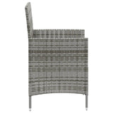 NNEVL 3 Piece Outdoor Dining Set with Cushions Poly Rattan Grey
