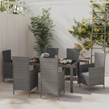 NNEVL 7 Piece Outdoor Dining Set with Cushions Poly Rattan Grey