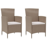 NNEVL 3 Piece Outdoor Dining Set with Cushions Poly Rattan Beige