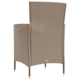 NNEVL 3 Piece Outdoor Dining Set with Cushions Poly Rattan Beige