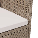 NNEVL 3 Piece Outdoor Dining Set with Cushions Poly Rattan Beige
