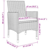 NNEVL 3 Piece Outdoor Dining Set with Cushions Poly Rattan Beige
