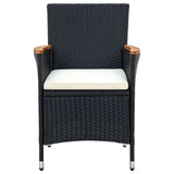 NNEVL 5 Piece Outdoor Dining Set with Cushions Poly Rattan Black
