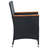 NNEVL 5 Piece Outdoor Dining Set with Cushions Poly Rattan Black