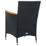 NNEVL 5 Piece Outdoor Dining Set with Cushions Poly Rattan Black