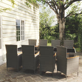NNEVL 9 Piece Outdoor Dining Set with Cushions Poly Rattan Grey