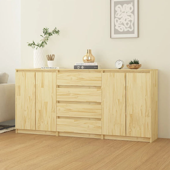 NNEVL Side Cabinets 3 pcs Solid Pinewood