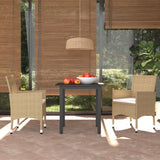 NNEVL 3 Piece Garden Dining Set with Cushions Poly Rattan Beige