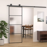 NNEVL Sliding Door Frosted ESG Glass and Aluminium 76x205 cm Black