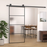 NNEVL Sliding Door Frosted ESG Glass and Aluminium 90x205 cm Black