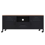 NNEVL TV Cabinet Black 110x30x43 cm Iron and Solid Wood Fir