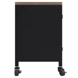 NNEVL TV Cabinet Black 110x30x43 cm Iron and Solid Wood Fir