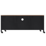 NNEVL TV Cabinet Black 110x30x43 cm Iron and Solid Wood Fir