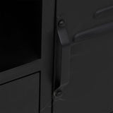 NNEVL TV Cabinet Black 110x30x43 cm Iron and Solid Wood Fir